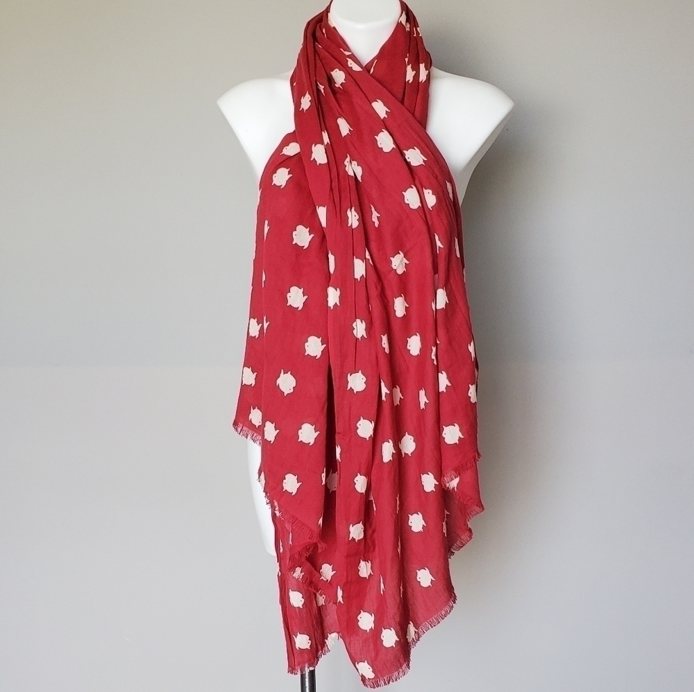 Boho Novelty Print Fringe Trim Scarf Wrap